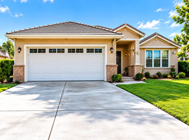 Leveled concrete driveway in front of a Long Beach home
