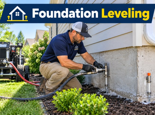 Long Beach Concrete Leveling technician performing foundation leveling