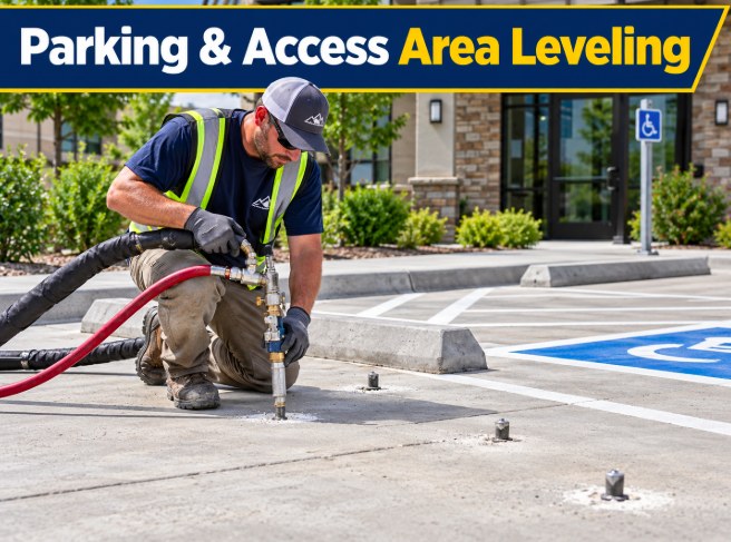 Long Beach Concrete Leveling technician performing parking & access area leveling