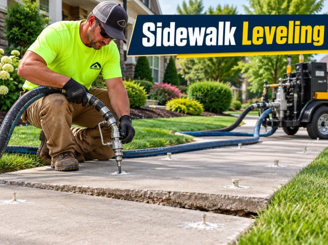 Long Beach Concrete Leveling technician performing sidewalk leveling